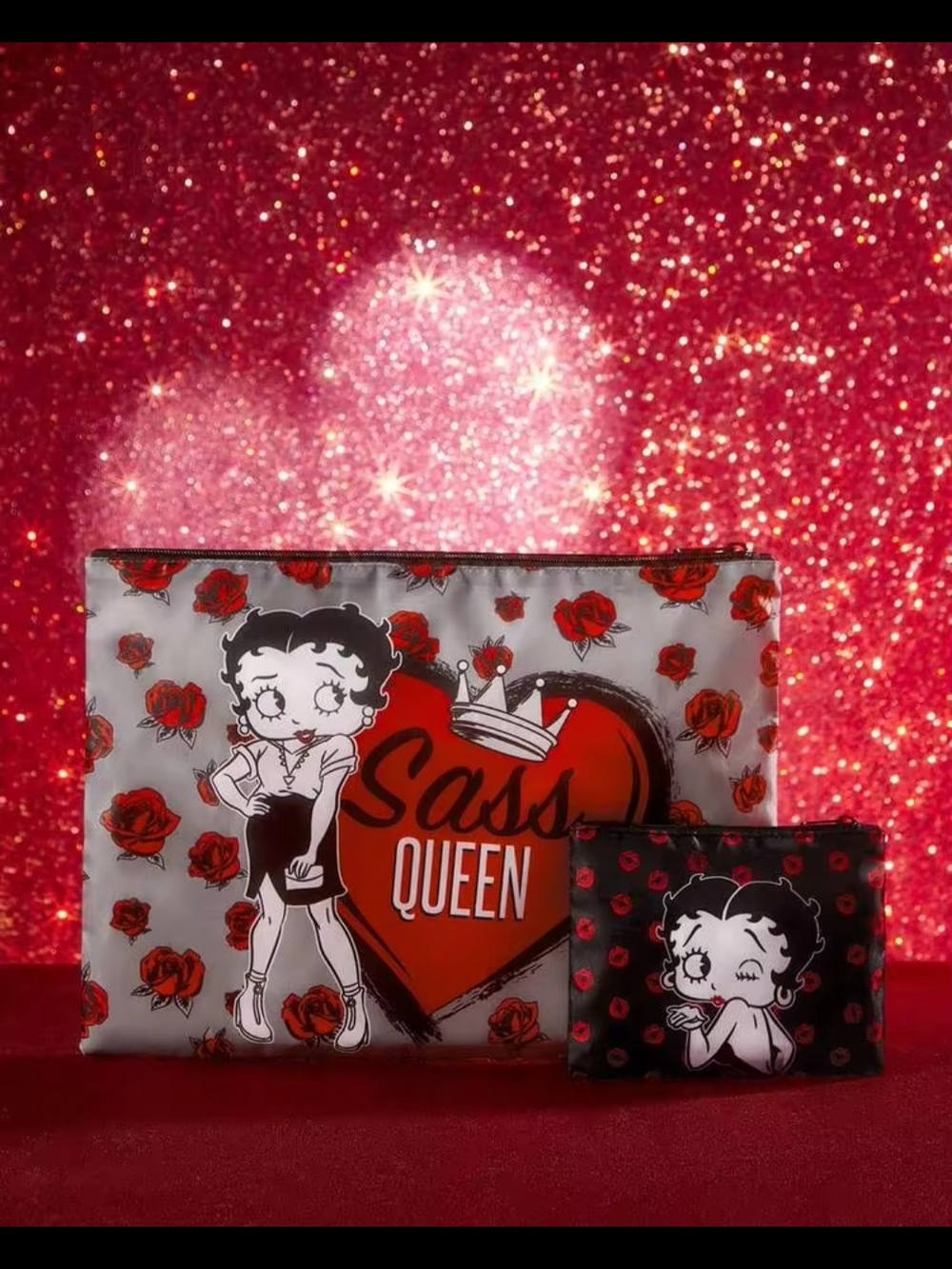 Betty Boop Red White Black 'Sass Queen' Pouch Set